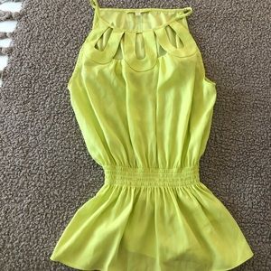 Gianni bini lime green smocked tank blouse size XS